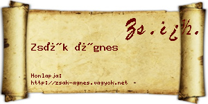 Zsák Ágnes névjegykártya